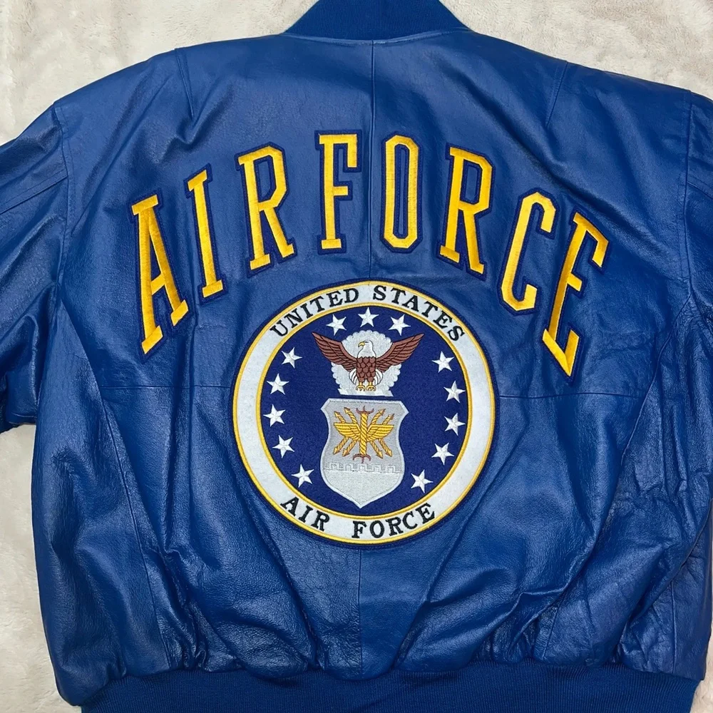 VTG 90s Michael Hoban Blue Leather U.S. AIR FORCE Wheremi Men's 3XL - Picture 2 of 6